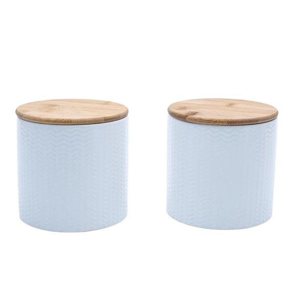 Kit 2 potes dolomita com tampa de bambu zig zag 900ml - oikos