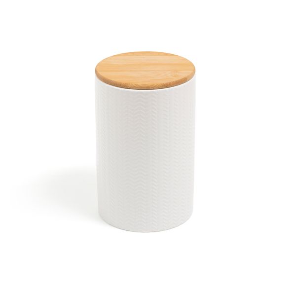 Pote zig zag dolomita com tampa de bambu grande 1,5l - oikos