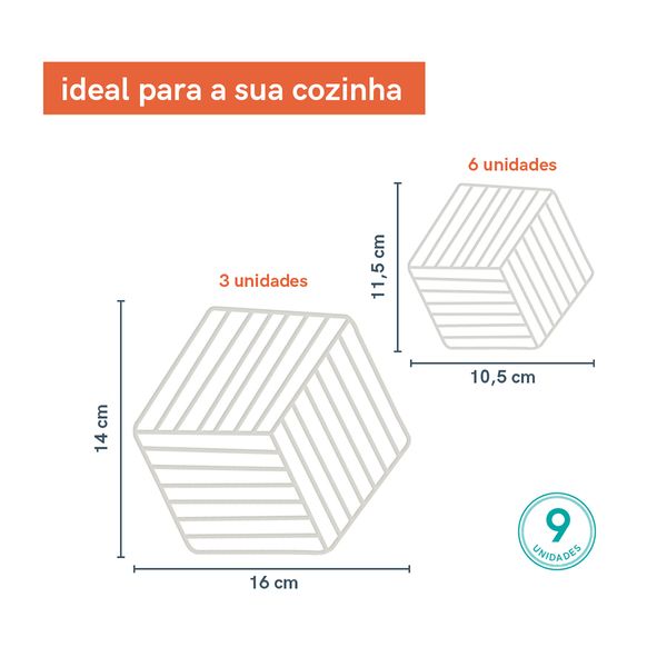 Conjunto descansos para copo e panela cinza oikos - 9 pçs