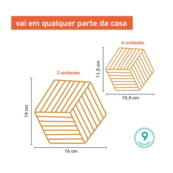 Conjunto descansos para copo e panela mostarda oikos - 9 pçs