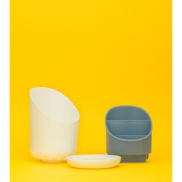 Escorredor e organizador de talheres de plástico azul oikos