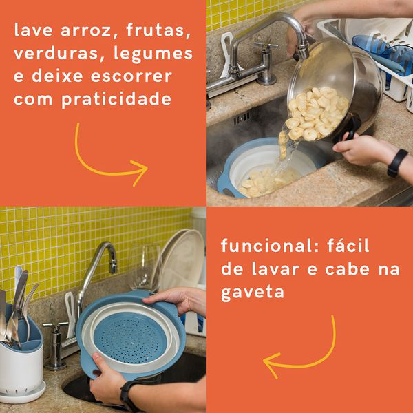 Escorredor para alimentos retrátil médio - oikos