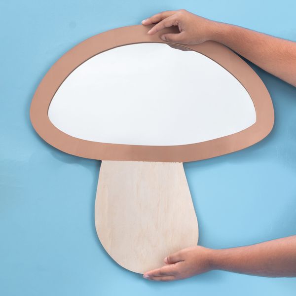 Moldura com espelho decorativa de parede cogumelo em mdf - oikos