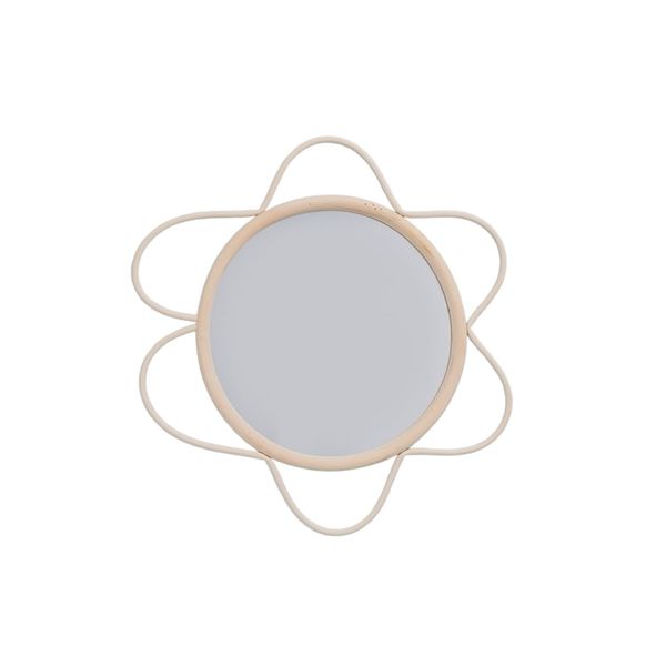 Moldura com espelho decorativa de parede flor com textura rattan - oikos
