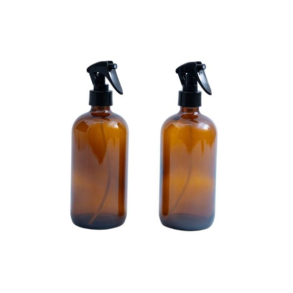 Kit 2 frascos vidro âmbar com válvula spray 480ml - oikos