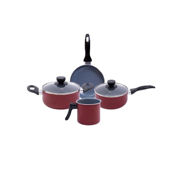 Jogo de panelas antiaderente cerâmica 4 peças vermelha - oikos