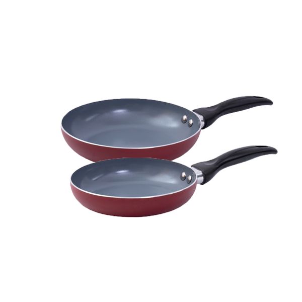 Jogo de frigideiras antiaderente cerâmica 2 peças vermelha - oikos