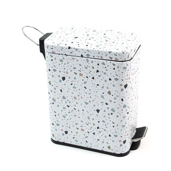 Lixeira retangular de metal com pedal granilite 5l - oikos