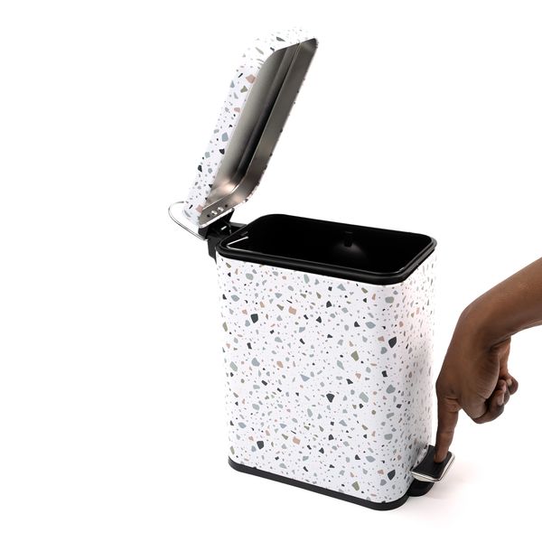 Lixeira retangular de metal com pedal granilite 5l - oikos