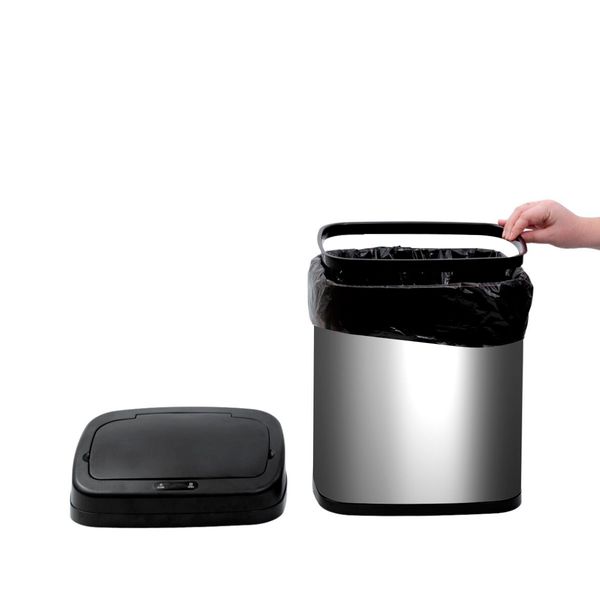 Lixeira automática de inox 20l retangular - oikos