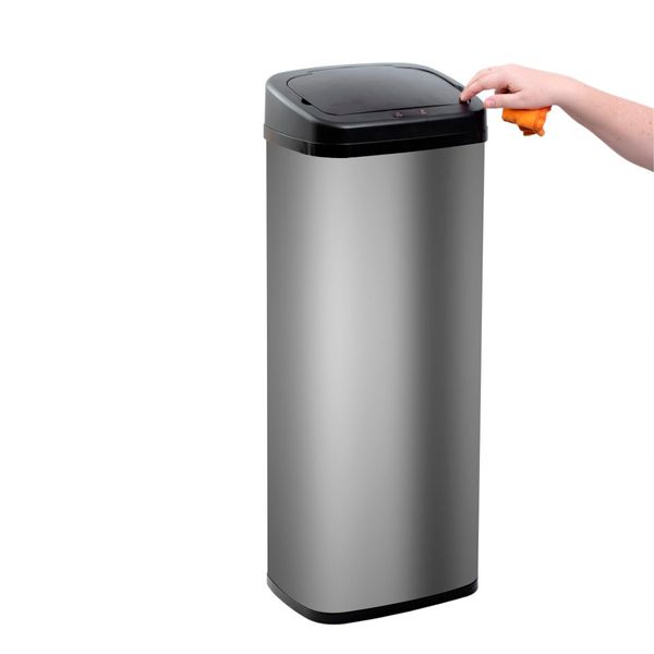 Lixeira automática de inox 50l retangular - oikos