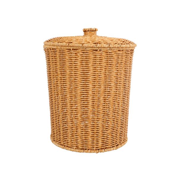 Lixeira com tampa redonda 15l textura rattan - oikos
