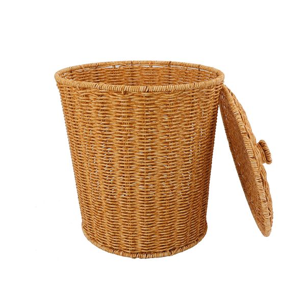 Lixeira com tampa redonda 15l textura rattan - oikos