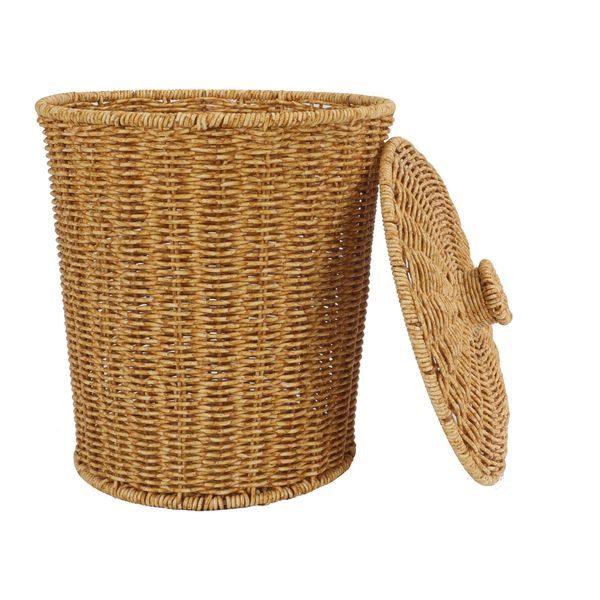 Lixeira com tampa redonda 10l textura rattan - oikos