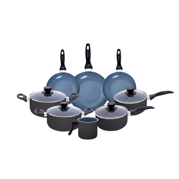Jogo de panelas 8 pçs antiaderentes de cerâmica e alumínio - oikos
