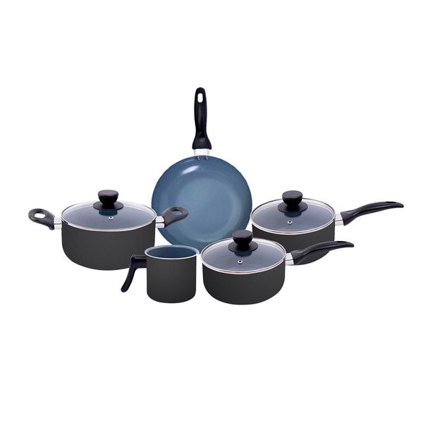 Jogo de panelas 5 pçs antiaderentes de cerâmica e alumínio - oikos
