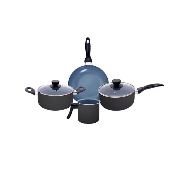 Jogo de panelas 4 pçs antiaderentes de cerâmica e alumínio - oikos