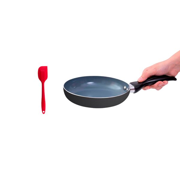 Frigideira antiaderente de cerâmica e alumínio e espátula de silicone - oikos