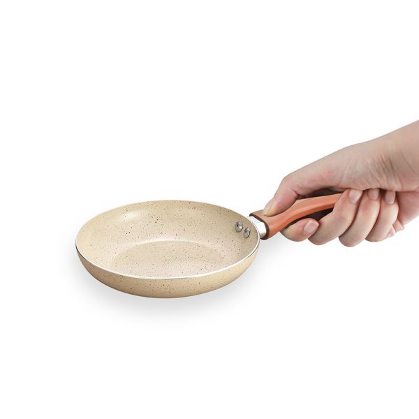 Jogo de 4 frigideiras antiaderentes de ceramica e aluminio bege - oikos