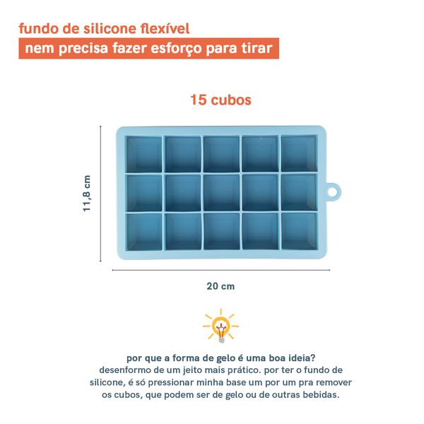 Forma de gelo de silicone - 15 cubos oikos