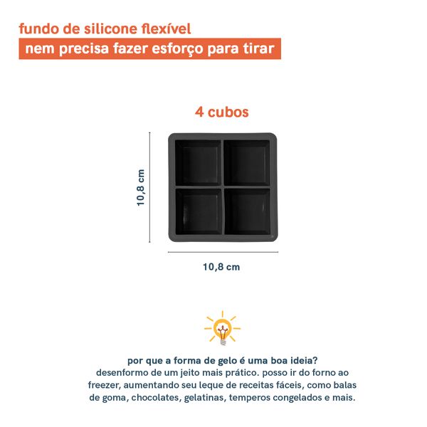 Forma de silicone para gelo quadrado oikos