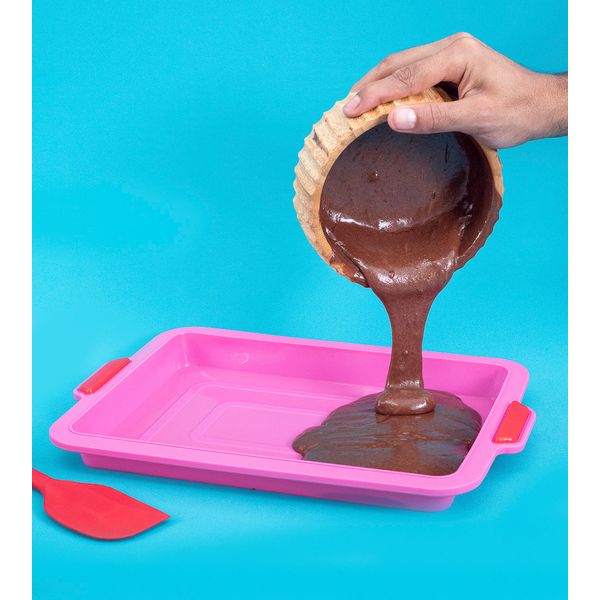 Forma de bolo retangular assadeira de silicone - oikos