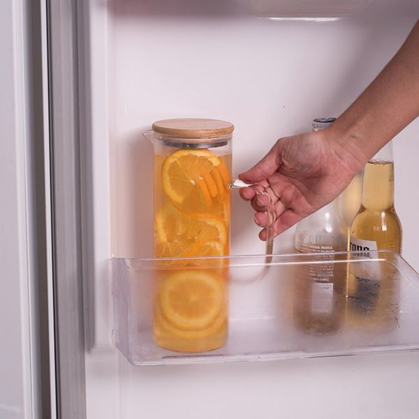 Kit jarras de vidro com tampa de bambu 1l oikos - 2 peças