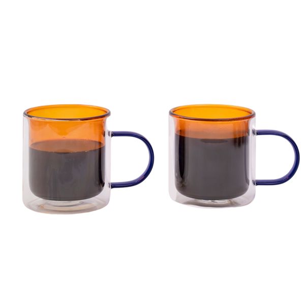 Kit 2 canecas de vidro de café ou chá parede dupla - oikos