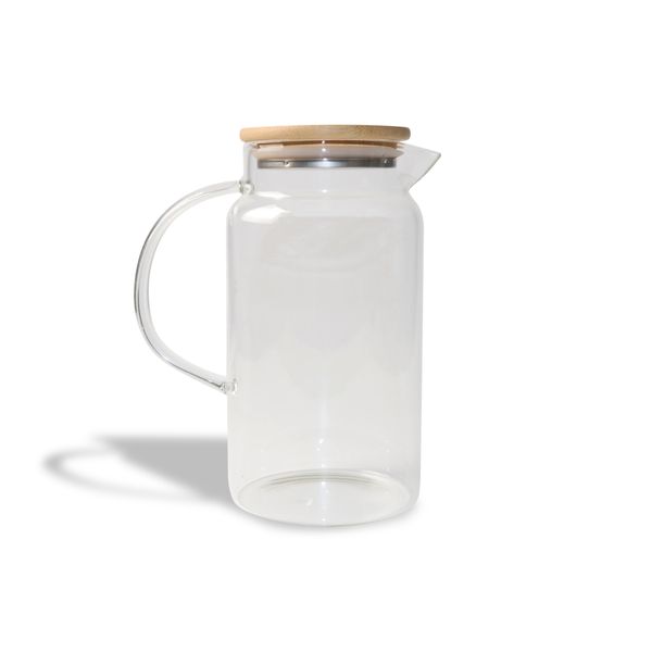 Jarra de vidro com tampa de bambu 1,2l - oikos natural