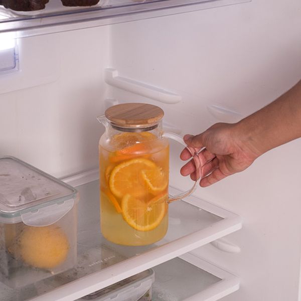 Jarra de vidro com tampa de bambu 1,2l - oikos natural