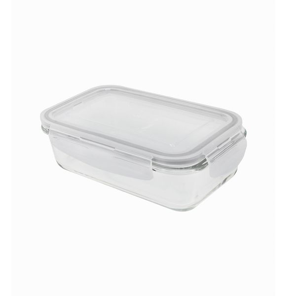 Pote de vidro retangular 1520 ml c/ tampa transparente oikos