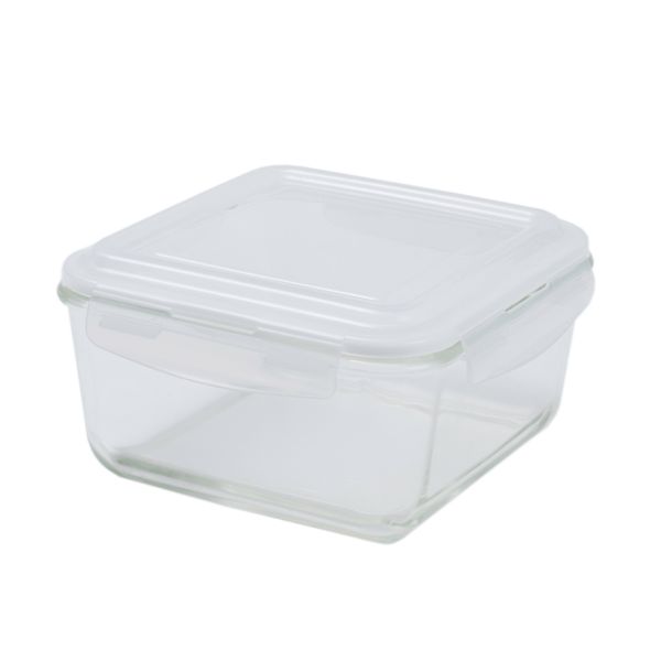 Pote de vidro hermético quadrado com trava - 2200ml transparente oikos