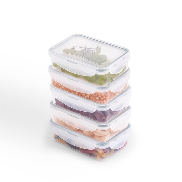 Kit potes herméticos de plástico 600ml 5pçs oikos