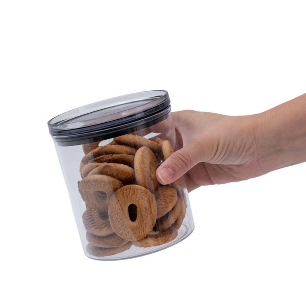 Pote de acrílico 850ml com tampa transparente circular empilhável - oikos