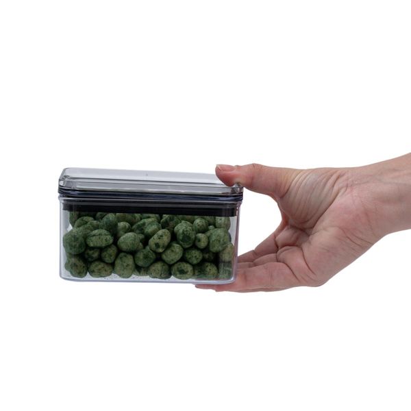 Pote de acrílico 480ml com tampa transparente quadrado empilhável - oikos