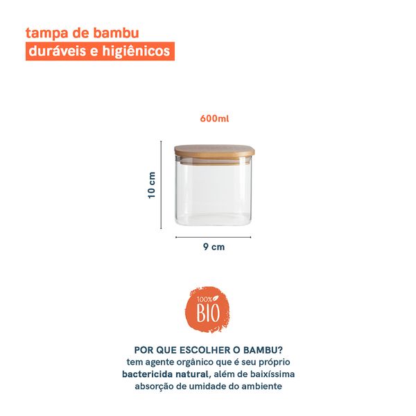 Kit 5 potes mantimento quad flex 600/800/1100/1400/1900ml oikos