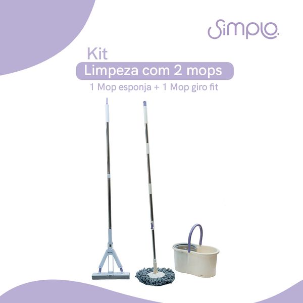 Kit mop limpeza giratório giro fit e mop esponja - simplo