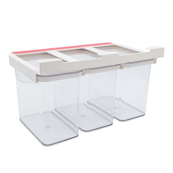 Kit 3 potes herméticos suspensos 2l para alimentos com tampa organizador de plástico - oikos