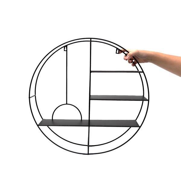 Prateleira nicho de metal redondo 3 andares multiuso - oikos