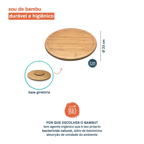 Tabua de bambu com base giratória - oikos
