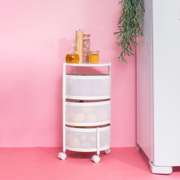 Gaveteiro giratório redondo com rodinhas 3 gavetas - oikos