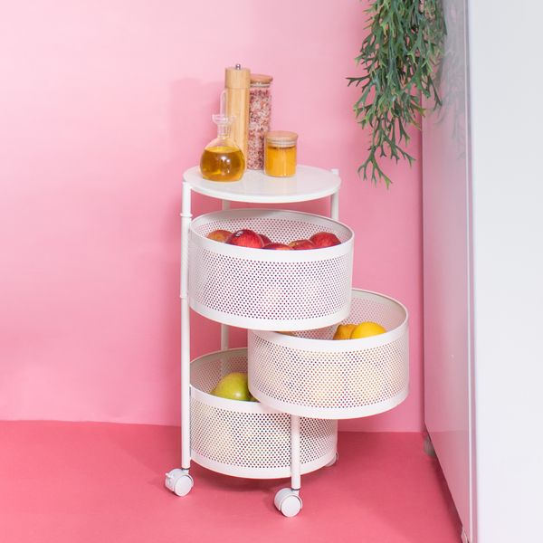 Gaveteiro giratório redondo com rodinhas 3 gavetas - oikos