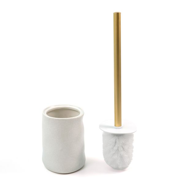 Escova sanitária suporte de cerâmica orgânico branco - oikos