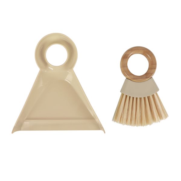 Kit escova de bambu e pá para limpeza diária multiuso- oikos