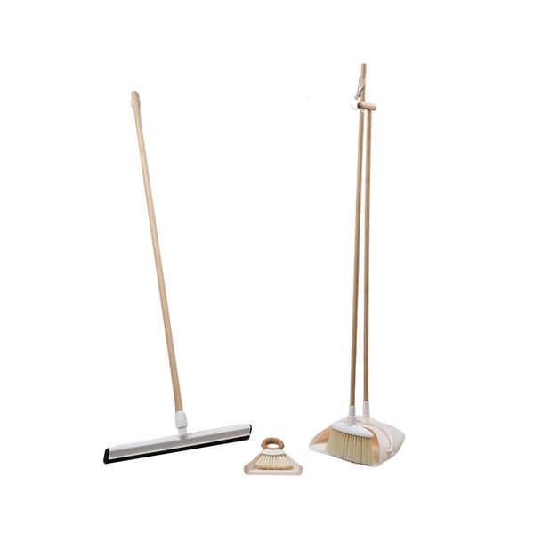 Kit vassoura, rodo, escova com pá grande e pá pequena 5 pçs - oikos