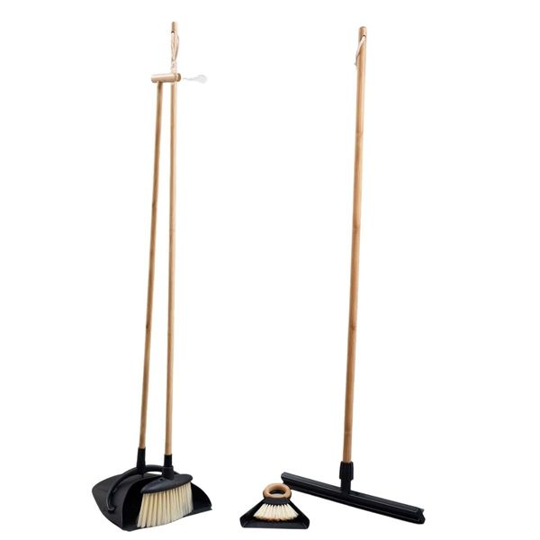 Kit vassoura, rodo, escova com pá grande e pá pequena 5 pçs - oikos