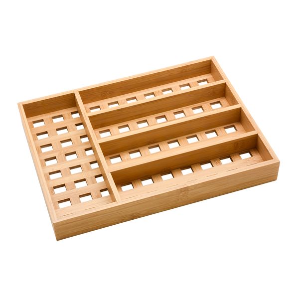 Porta talheres vazado de bambu organizador grande resistente - oikos