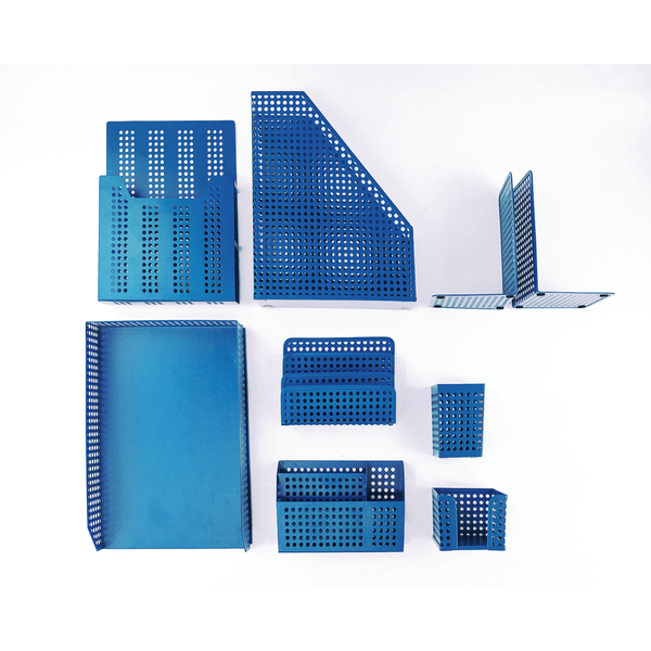 Kit porta lapis, suporte de livro e porta objetos 9 pçs azul - oikos - f