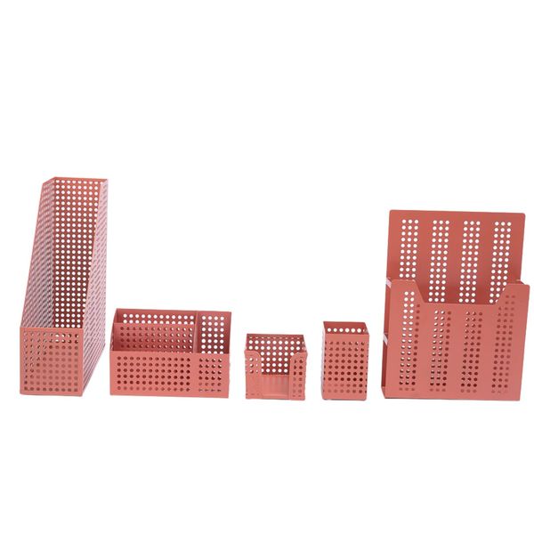 Kit porta caneta e porta objetos 5 pçs laranja - oikos