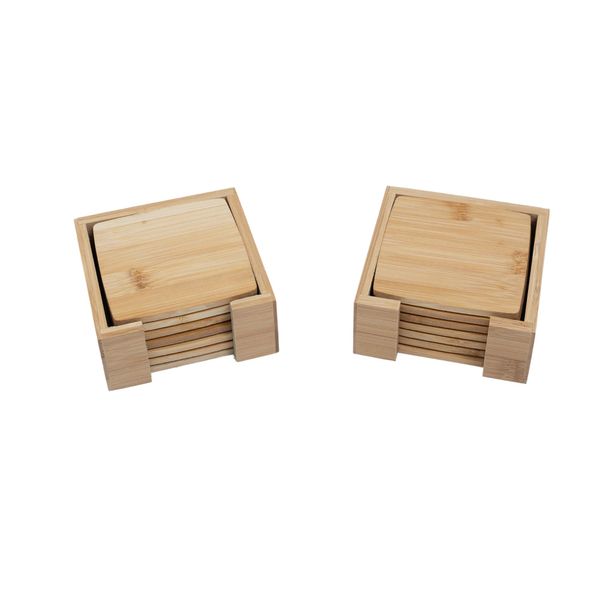Kit porta copos de bambu quadrado 12 peças - oikos